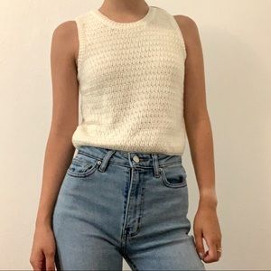 White Crochet Tank Top
